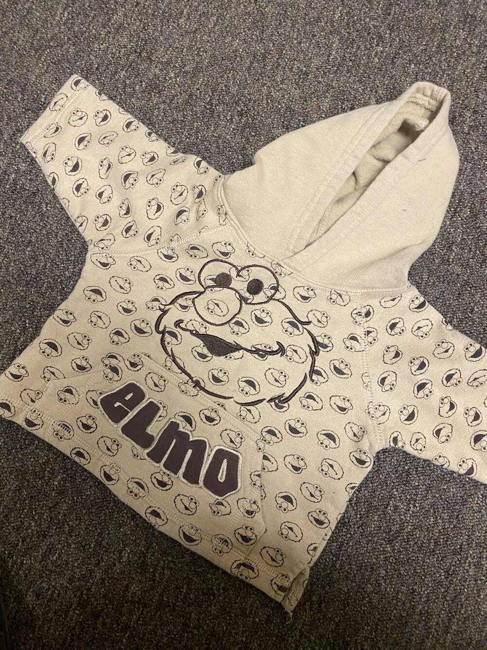 Vintage Elmo's World Monogram All-Over Print Hoodie 12M